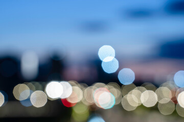 The night view of the city with a blurred background