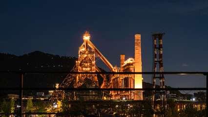 The steel factory at sunset