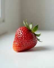 strawberries on a white table