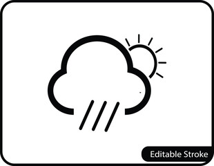 A modern, simple vector icon representing sun and rain. Ideal for weather apps, digital interfaces, and various climate-related designs.