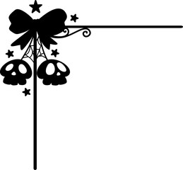 Halloween Spooky Skull with Bow Corner border Decoration 