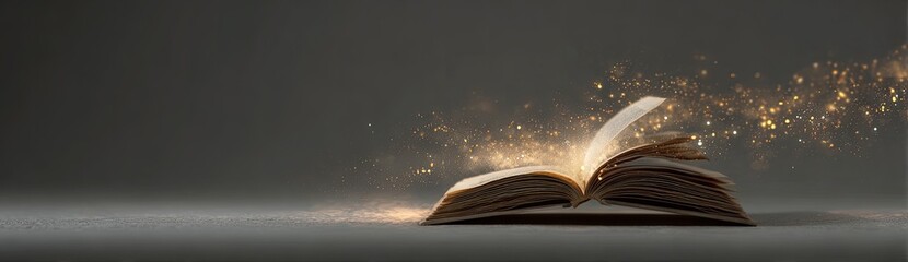 Open book with magical golden light (1)