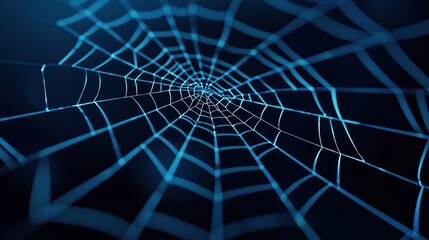 Naklejka premium Intricate spider web glistening in the dark