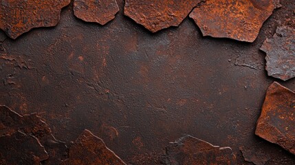 Textured rusted metal background with peeling layers