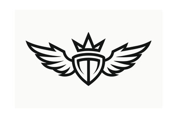 Obraz premium eagle shield with wings vector eagle illustration angel symbol design icon