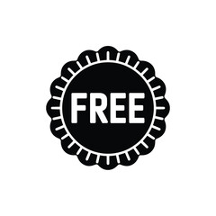 Bold black and white free offer badge with scalloped edge