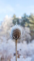 Frosty thistle in winter landscape (1)