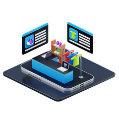 3d isometric fashion online shop illustration