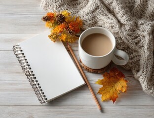 Coffee and Notebook Autumn Still Life