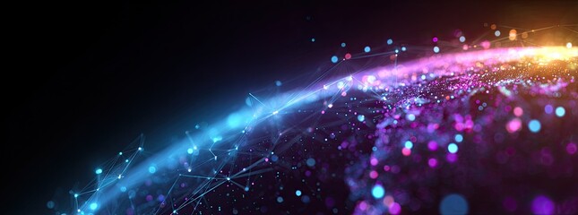 Abstract digital globe with vibrant colors and interconnected network