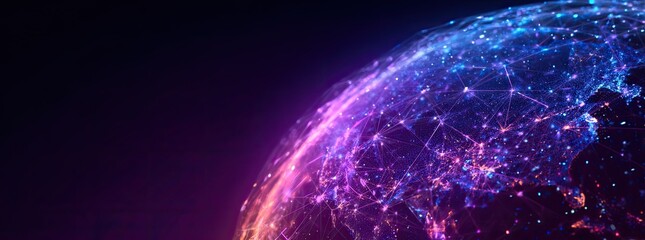 Abstract globe with interconnected network.  Dynamic lights and colors