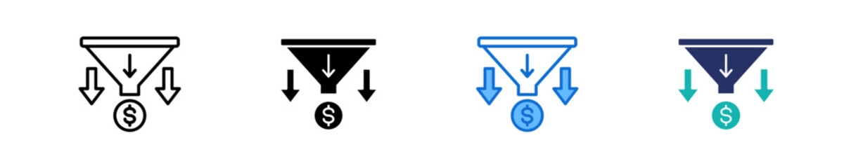Sales Funnel  Icon Set Multiple Style Collection