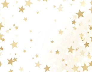 Gold stars confetti on white background
