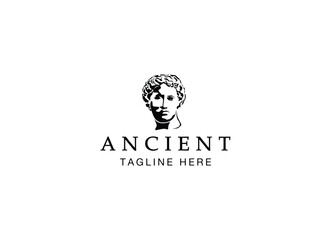 caesar head logo greek god vector illustration design. Ancient geek logo design
