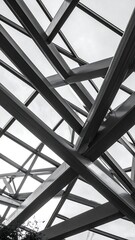 Abstract grayscale image of intersecting beams