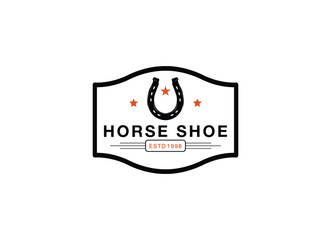 Vintage horse shoe texas style logo design. Vintage horse shoe logo design template