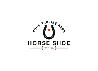 Vintage horse shoe texas style logo design. Vintage horse shoe logo design template