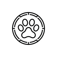 Circular paw print target icon for pet services and animal tracking
