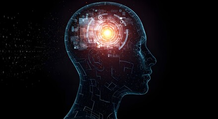 Futuristic Artificial Intelligence Digital Brain Technology Concept
