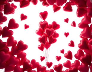 Red Heart Balloons Floating, Valentine's Day Background