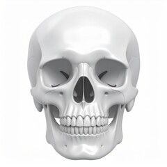Obraz premium Frontal View of a Detailed White Anatomical Skull Isolated on White Background