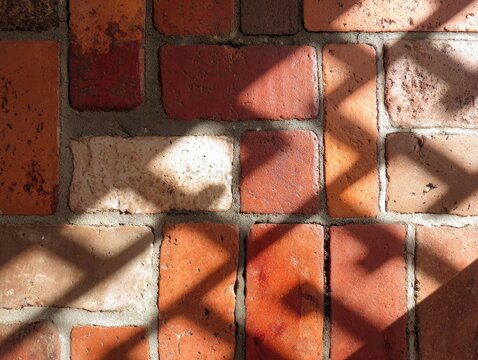 Sunlight casts shadows on terracotta brickwork - Powered by Adobe