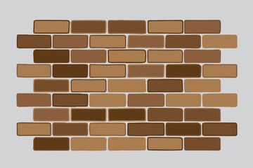 Obraz premium Vector design of a brown brick wall with gradient shading, providing realistic effect, ideal for digital art, backgrounds, and modern decorative concepts.