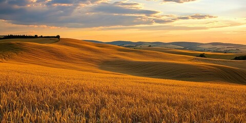 Fototapeta premium wheat field at sunset