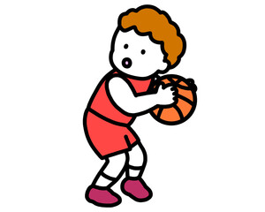 バスケットボールをする男の子