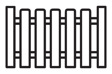 Vector representation of a simple fence design for houses, black and white tones with solid outline, providing stylish minimal appearance for architectural visuals.
