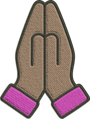 Dark Skin Embroidery Hands Praying Illustration Colored