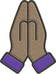 Dark Skin Embroidery Hands Praying Illustration Colored