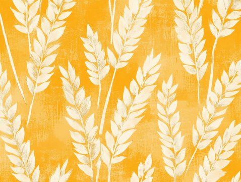 Wheat brush texture seamless pattern background Hand drawn crayon brush abstract floral wheat seamless pattern Floral abstract grunge hand drawn print background Vector illustratio