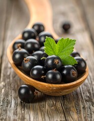 Fresh blackberries in a wooden spoon (1)