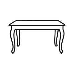 Minimalist vector artwork of a simple table, created in black and white with strong outline, perfect for design projects, icons, and visual graphics.