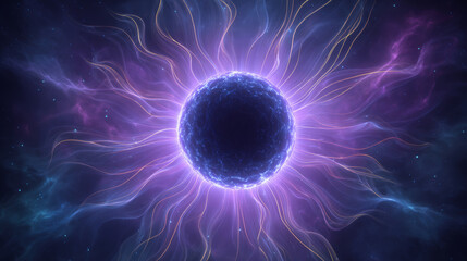 Glowing blue spheres and lines