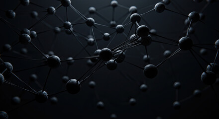 Abstract Dark Molecular Network on Transparent Background Science Design