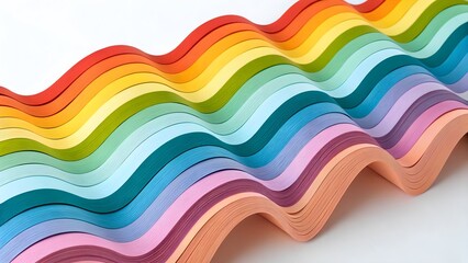 Obraz premium Paper Ribbon Waves. Layered paper ribbons creating colorful cheerful geometric waves.