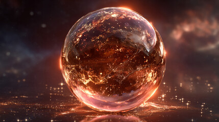A glowing transparent sphere dotted with light spots