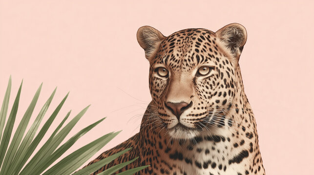leopar in pink background