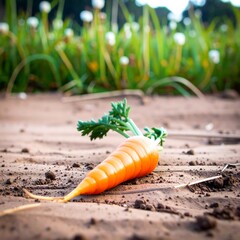 Fresh carrot on the ground