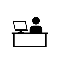 Vector art of silhouette icon representing two people talking with a speech bubble above them