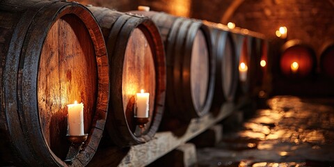 wine barrels in cellar