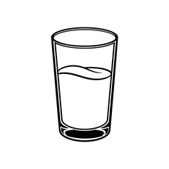 Vector art of a simple line drawing of a glass filled with liquid, isolated on a