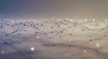 Abstract Network of Interconnected Points on Gradient Background