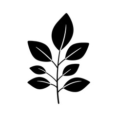 Obraz premium Vector art of black silhouette of a plant branch with multiple leaves
