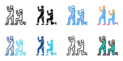 Lunges icon set multiple style collection 
