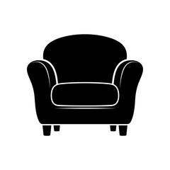 Vector art of black armchair, classic furniture design, comfortable seating for living room or office, simple silhouette icon