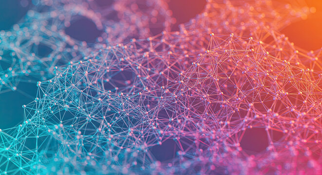 Abstract Network Structure Colorful Connection Lines Background