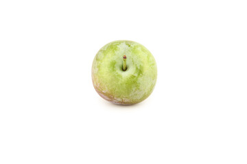 Fresh Green Plum Fruit Isolated on White Background